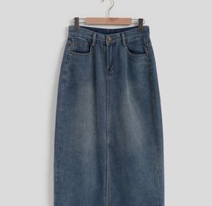 SAVANA Classic Blue Denim Straight Skirt