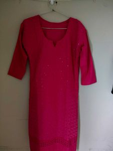 Vibrant Pink Embroidered Kurta
