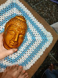 Handmade Crochet Doily with Buddha Head Decor