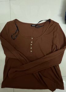 Ribbed Long Sleeve Henley Top
