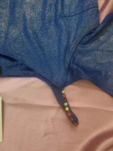 Royal Blue Metallic Cold Shoulder Strappy Top