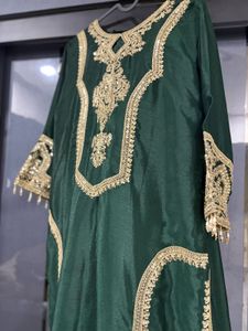 Embroidered Green Kurta Set