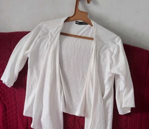White Open Front Cardigan