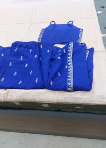 Blue Ethnic Crop Top &amp; Palazzo Set