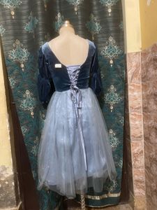 Elegant Velvet Blue Gown