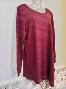 Maroon Textured Tunic Top XL