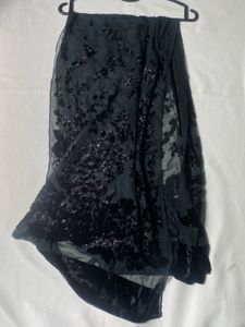 Sparkling Blue Scarf with Fringe