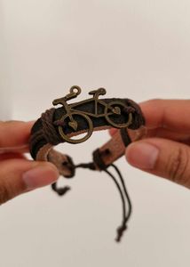 Bicycle Charm Leather Bracelet