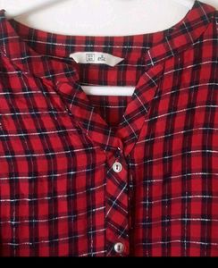 Red Plaid Peplum crop  Top, size S
