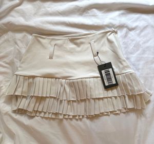 white Pleated Mini Skirt
