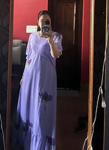 Vintage Lavender Floral Maxi Dress