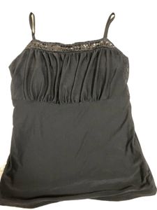 Black Sequin Trim Cami Top