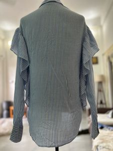 Striped Ruffle Sleeve Shirt