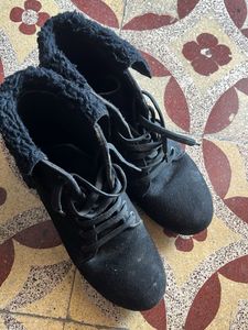 Black Suede Lace-Up Boots