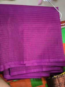 Purple Checked Saree