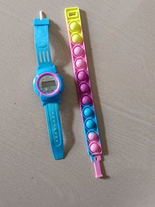 Frozen Digital Watch &amp; Pop It Bracelet