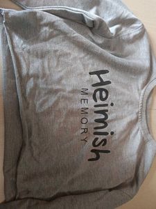 Grey Cropped "Heimish Memory" Sweatshirt