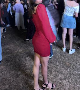 Chic Red Ruched Mini Dress