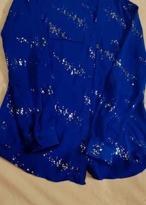 Sparkly Blue Button-Up Shirt