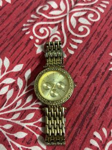 Daniel Klein Chronograph Golden Diamond Wrist Watc