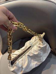 Chic Ruched Clutch with Gold Chain