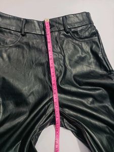 Shein Black Leather Wide Leg Pants XS 28-30