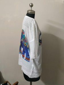 White Elephant Print Knit Top