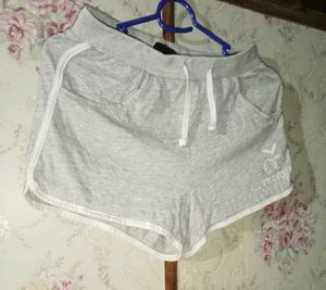 Grey Cherry Print Shorts