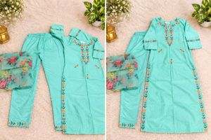 Embroidered Teal Kurta Set with Dupatta