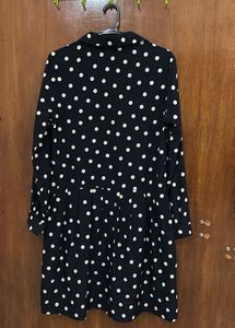 Navy Polka Dot Button-Up Dress