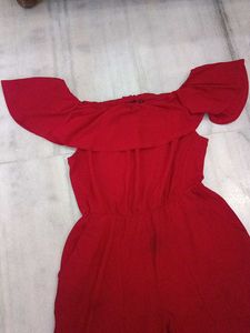 Chic Red Off-Shoulder Jumpsuit