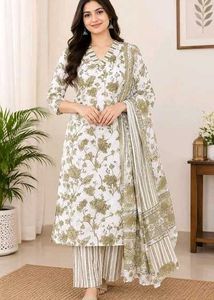 Elegant Floral Print Kurta Set with Dupatta