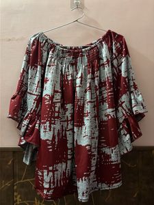 Maroon &amp; Grey Off-Shoulder Top