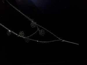 Floral / korean double Layered silver Necklace