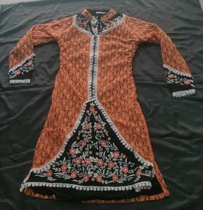 Elegant Orange Lace Kurta