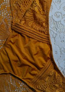 mustard yellow Lace Trimmed Briefs