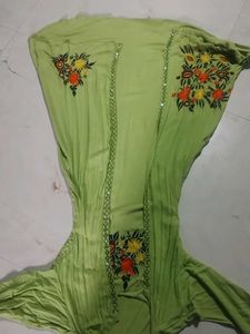 Floral Embroidered Green Anarkali