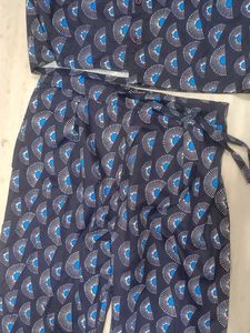 Stylish Navy Blue Printed Co-ord Set
