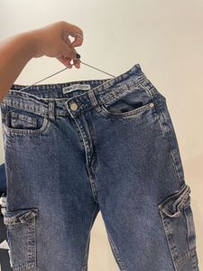 Blue Denim Cargo Jeans