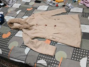 Cozy Fur-Lined Hooded beige camel coat