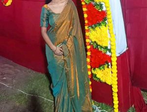 Mustard Yellow Saree with stiched blouse