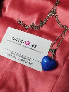 Vibrant Blue Heart Pendant Necklace