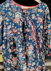 Blue Floral Print Kurta