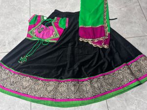 black and multicolour ghaghra
