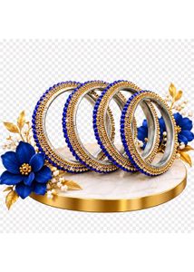 Elegant Blue &amp; Gold Bangles Set