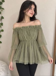 Chic Off-Shoulder Tulle Top