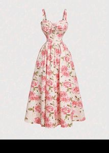 Vintage Rose Print Midi Dress