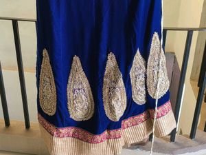Elegant Blue Velvet Lehenga Choli Set