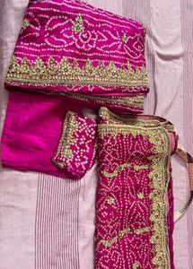 Stunning Magenta Bandhani Lehenga Choli