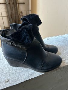Black Wedge Heel Ankle Boots